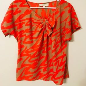 ReddishOrange w/ Tan Stripe/Wild Print Dressy Top